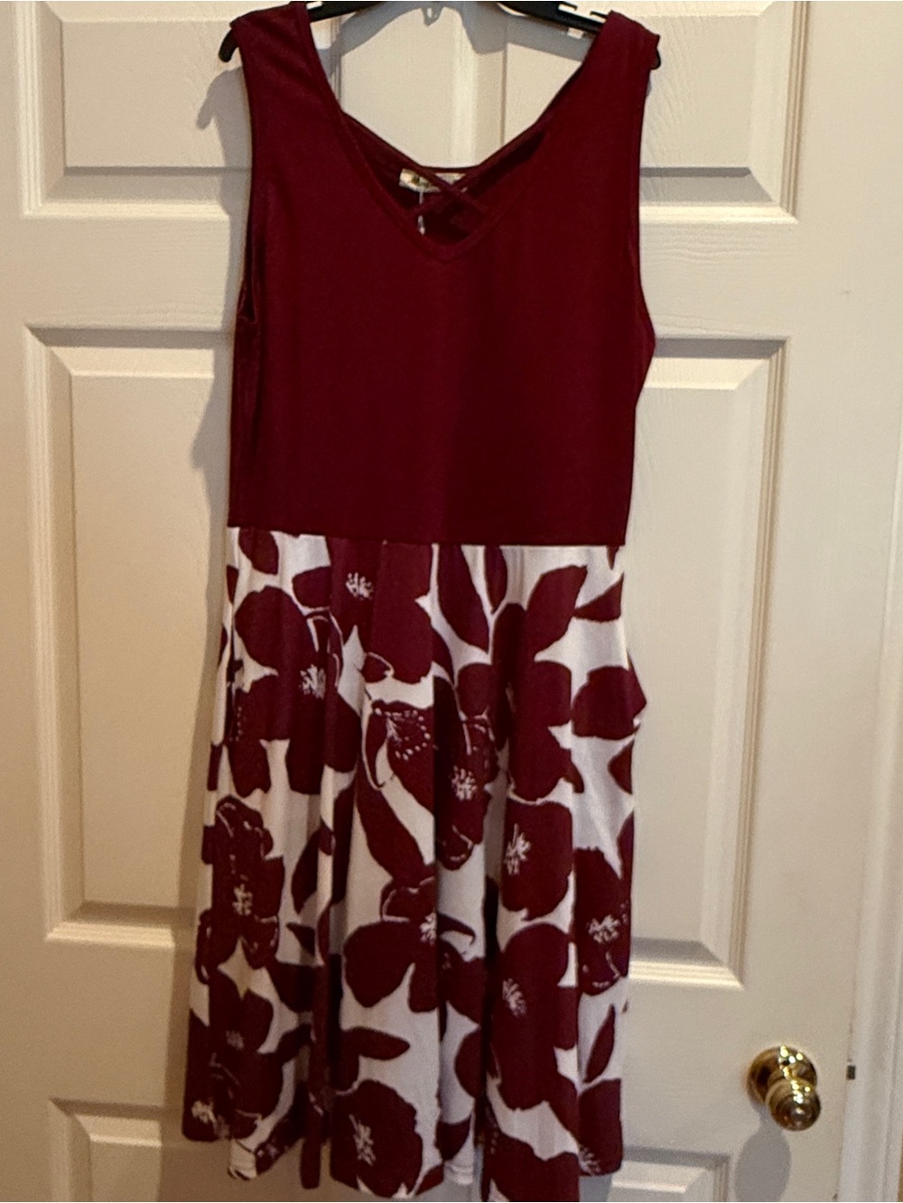 Sleeveless Burgundy Floral Casual Dress for Women